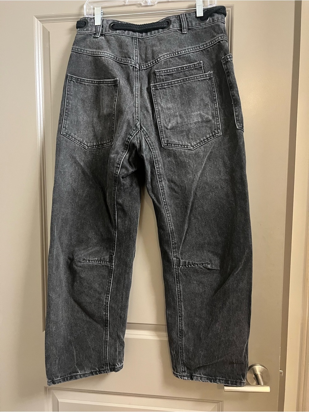 Free People We The Free Moxie Low Slung Jeans Wide Leg Barrel Leg Black Size 27 - Picture 5 of 6